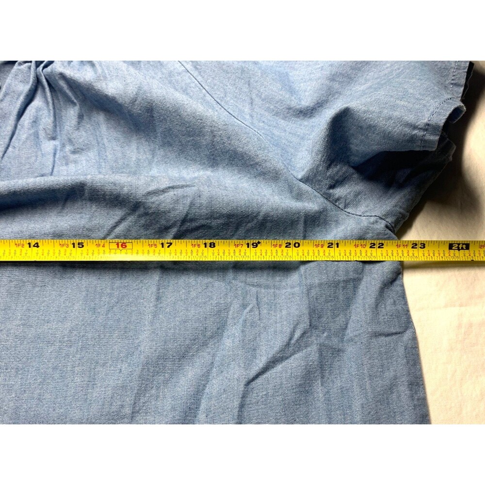 J. Crew Chambray Blue Short Puff Sleeve Blouse Women's Large NWT - Picture 5 of 10
